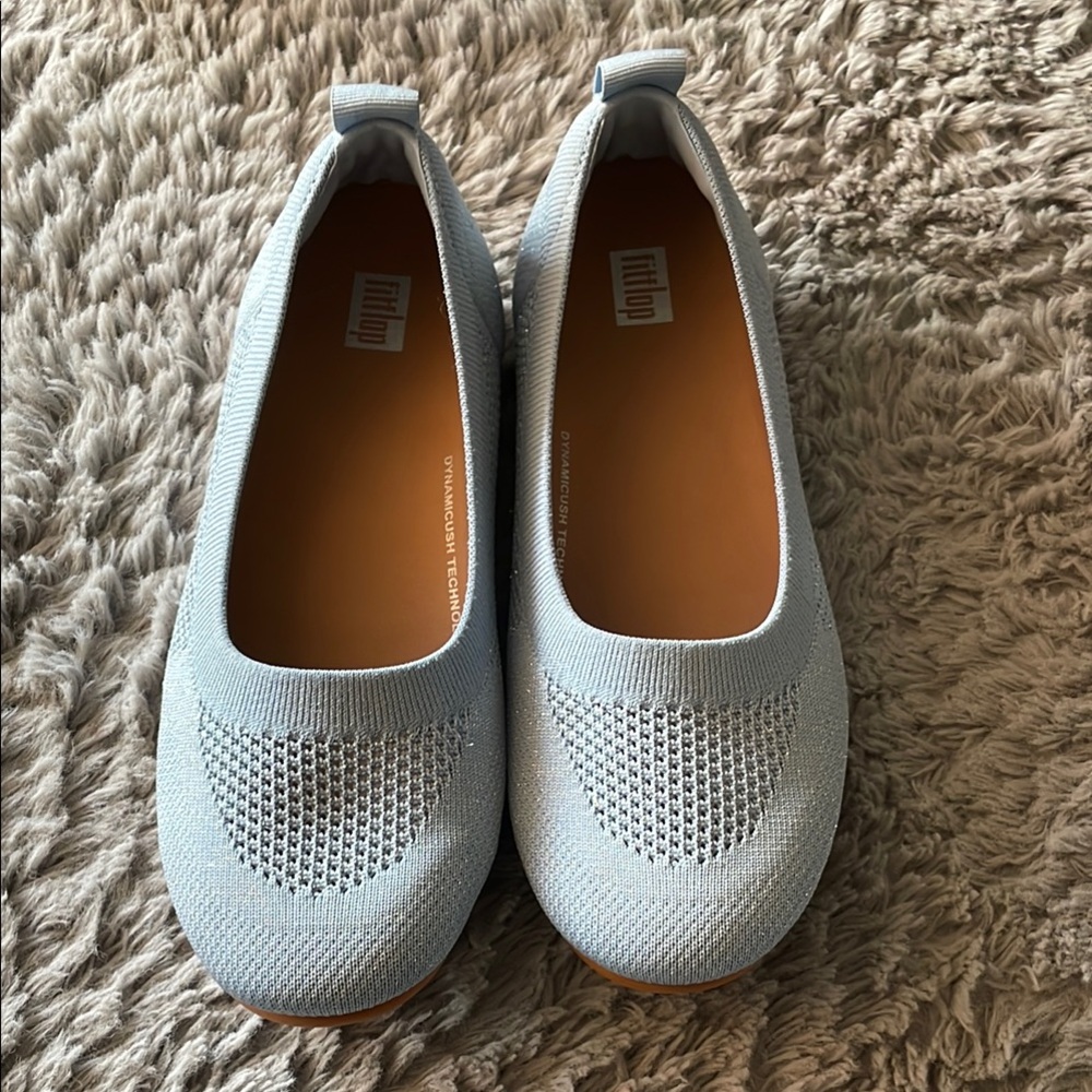 Fitflop Light Blue Knit Ballet Flats 7.5